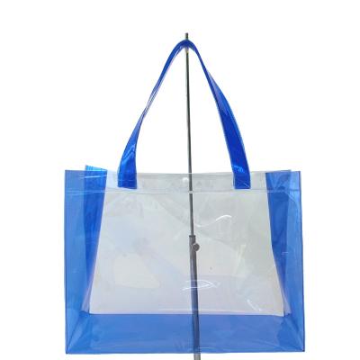 China Fashionable PVC Beach Waterproof Recyclable Clear Bag Large Capacity Tote Shopping Bag Custom Made for sale