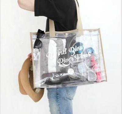 China Custom Fashionable Transparent Lady Bags Clear PVC Jelly Tote Bag PVC Tote Bag Custom Beach Purse for sale