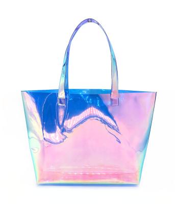 China New Fashion Large Capacity Handbag PVC Beach Bag Hologram Hologram Shopping Bag for sale