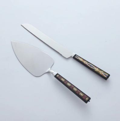 China Disposable 410 Stainless Steel Silver Wedding Party Cake Pizza Shovel Slicer Cutter Knife and Server Set for sale