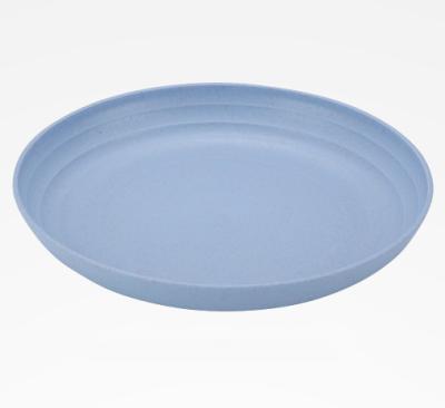 China Cheap Stocked Large Capacity Dinner Wedding Picnic 4 Colors Round Wheat Straw Dish Plate Set With 4 Pcs for sale