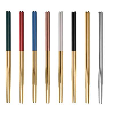 China Wedding Gift Party Gold Brass Chopsticks Chinese Metal Paint Handle 304 Stainless Steel Viable for sale