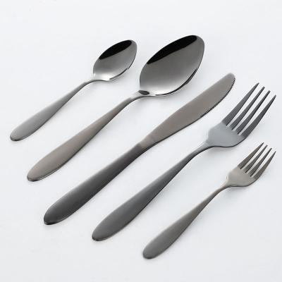 China Wedding Gift Knife Fork Spoon 5pcs Black Flatware 410 Stainless Steel Elegant Cutlery Cutlery Set Viable for sale