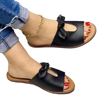 China Fashion Trend Hot Sale Summer Plus Size European American Women's Sandals Bow Flat Sandals Peep Toe Women's Shoes Sandal for sale