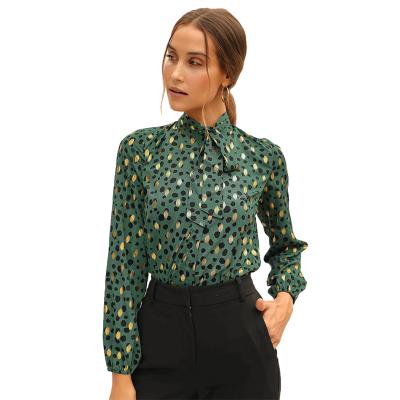 China 2021 Autumn Winter New Arrival Female Long Sleeve QUICK DRY Chiffon Printed Shirt Women's T-shirt Blouses Shirt for sale