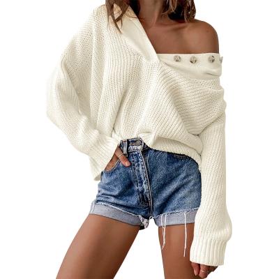 China 2021 Autumn Winter New V Neck Long Sleeve Sweater Women's Sweater Hooded Anti-wrinkle Loose Knitwear T-shirt for sale