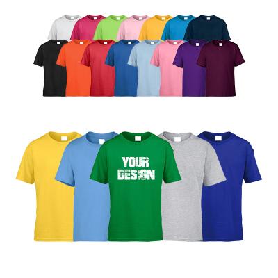 China Custom Logo Design Plain Color Kids 100% Cotton Wholesale Child Anti-wrinkle Kids T-shirts Print Logo for sale