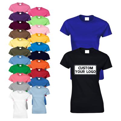 China Custom Anti-wrinkle 100% Cotton T-shirt Printing Logo Women's T-shirt Unisex Short Sleeve Soft For Lady for sale