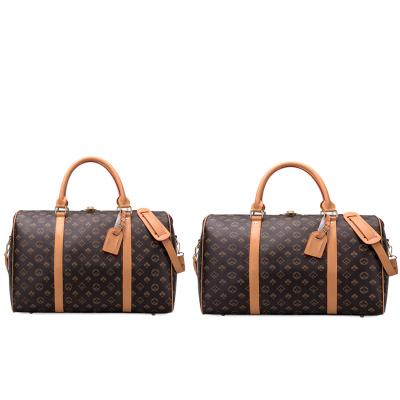 China Customizable New Fashion Brown Large Capacity Hand Travel Bag With Plaid Pattern for sale