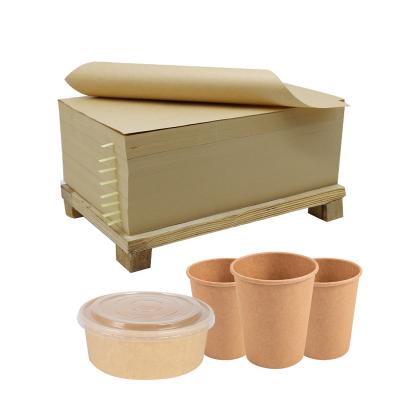 China Shuhe factory waterproof paper cup fan raw material pe coated double wall single pe coated kraft paper roll for sale