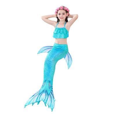 China Hot Sale Breathable Mermaid Swimsuit Children 3 Pieces Set Girls Bikini Swimwear Fin Kids Swimming Mermaid Tail for sale