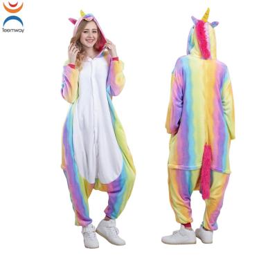 China Available Animal Sleepwear Girls Boys Unicorn Pajamas Halloween Party Costumes Bathroom Onesie Rainbow Flannel for sale