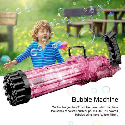 China Electric Bubble Gatling Machine 15Inch Bubble Gatling Machine Toy 21 Hole Plastic Gatling Bubble Maker Toy 21 Holes for sale