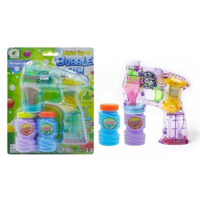 China Flashing Music Transparent Four-lamp Game Games Double Belt Bottle Toys Led Outdoor Game Bubble Gun for sale