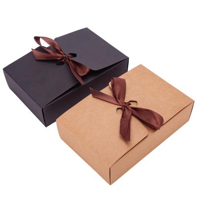 China Handmade Custom Bowknot Logo Gift Box Kraft Paper Gift Box Kraft Paper Christmas Birthday Holiday Birthday Scarf Packaging Box Free Sample for sale