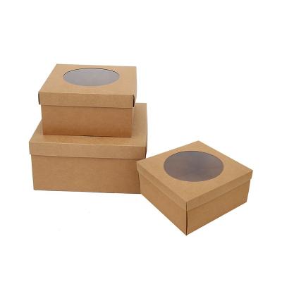 China Recyclable Custom Brand Logo Cardboard Gift Cake Box Packaging Box With Clear Transparent Window for sale