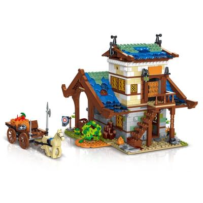 China Building Block Toy The Medieval Town Market Street View The Town Retro Castle House Bricks Toys Children Kids for sale