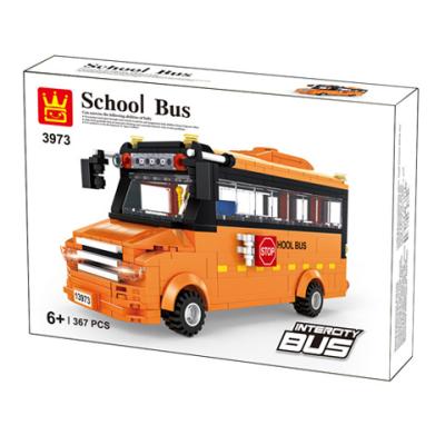 China Toy Wange 3973 School Bus Brick Building Parent-child Educational Puzzle Building Block Toys For Children 6 Year Old for sale