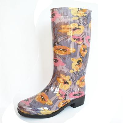 China Hot Selling 100% Waterproof Raincoat With Pattern Printing PVC Rain Boots For Women for sale