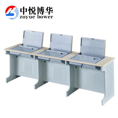 China Multimedia Classroom Screen Flip Computer Desk Metal Folding Student Desk For School for sale