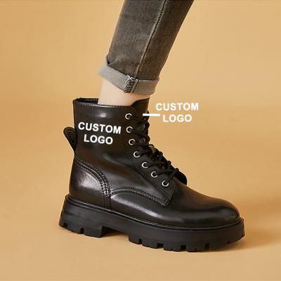 China Logo Oem Factory Genuine Leather Women's Martins Boots Manufacturer Winterstiefel Sepatu Kulit Custom Round Rubber Men's Winter Casual Boots for sale