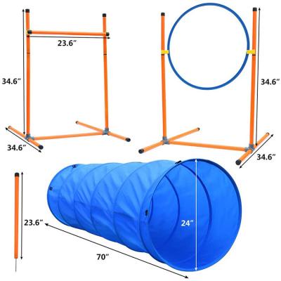 China 2021 New Arrival Viable Dog Agility Set Dog Training Equipment Kit With Dog Tunnel / Weave Jumping Pole Ring Hurdle Bar for sale