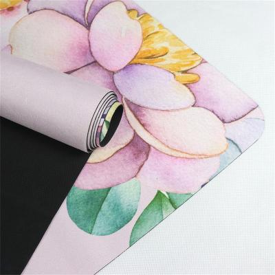 China Melors Custom Made Extra Printing Eco-Friendly Slim Foldable Rubber Suede Yoga Mat for sale