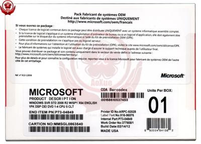 China Paquete estándar original del OEM R2 de Windows Server 2008 de la etiqueta engomada del COA de la llave en venta