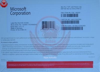 China Original Microsoft Coa Product Key Dell Lizenzkey Win 7 Key 32 Bit / 64 Bit for sale