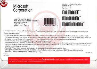 China Sprachversion Soem-Software-Windows 10 Pro- Betriebssystem-französische 32 Bit-/64 Bit zu verkaufen