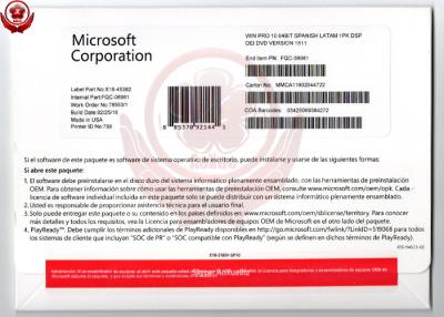 China Spanish Language Windows 10 Coa Microsoft  Software Win 10 Pro OEM 64 Bit Online Activation for sale