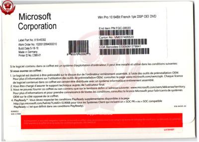 China Lifetime Guarantee Windows 10 Coa Microsoft Win 10 Pro OEM French Langauge 64 Bit DVD for sale