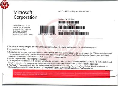 China Original Windows 10 Coa Pro Oem 64 / 32 Bit KC Product Key Card Lifetime Warranty for sale