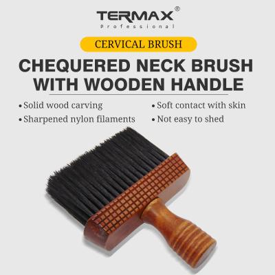 China Shaving Brush Square Handle Neck Solid Wood 3D Wood Brush Carving Pattern, Wool Sharpened Nylon Bristle for sale