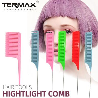 China Custom Pin Tail Stainless Steel Carbon Heat Resistant Teasing Comb Private Label Salon Professional Dressing Tool for sale