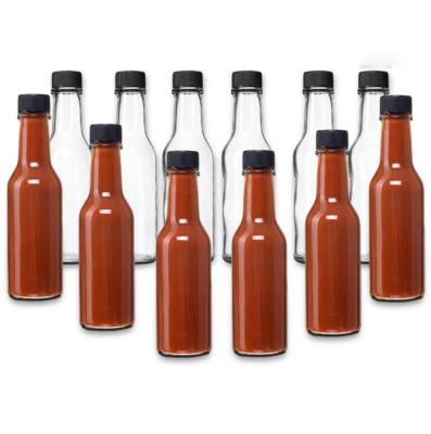 China Customized Drink Sizes Glassware Factory Sale 150ml Small Hot Sauce Glass Bottles for sale