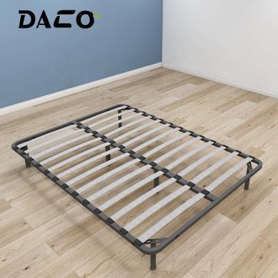 China (Size) OEM Adjustable Birch Plywood Slat Mattress Base Metal Platform California King Bed Frame for sale