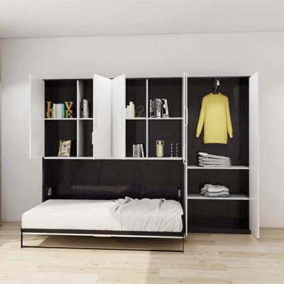 China Modern space saving murphy wardrobe horizontal tilting custom beds with bookcase and wardrobe for sale