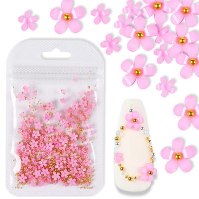 China Fashionable Colorful Resin Flower Nails Jewelry Beads DIY Nail Art Decoration 3d White Pink Acrylic Flowers For Nails for sale