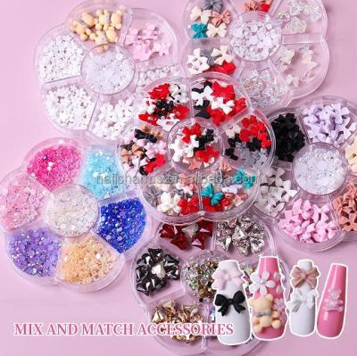 China Trendy Butterfly Charms 3d Metal Alloy Nail Art Box Beads Bear Stone Charms Aurora Heart Acrylic Crystal Jewelry Rhinestones for sale