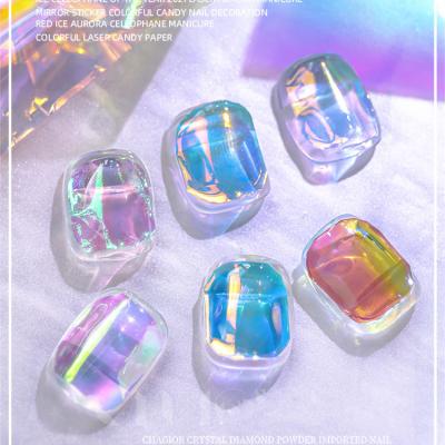 China Bling Nails Accessories Designs Accessories Aurora Nail Art Aurora Nail Sticker Foil Fashionable Ice Foil Glass Paper for sale