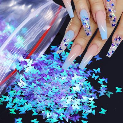 China Wholesale 3d Trendy Holographic Glitter Nail Art Flakes Shape Design Laser Adhesive Butterfly Nail Glitter For Arts Crafts Accessories for sale