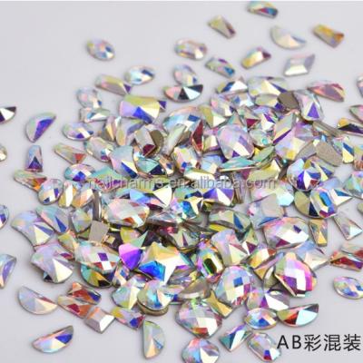 China Fashionable High Quality Mixed Aurora Crystals Nail Art Diamond 3D Flat Back Transparent Red Glass Crystal Rhinestone Rhinestone AB for sale