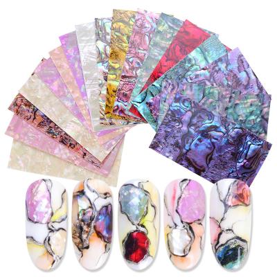 China Fashionable Irregular Abalone Shell Decoration Abalone Shell Nail Art Stickers 3d Gel Flake Slider Gel Slider Decal Nail UV Shell For Women Beauty for sale