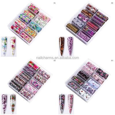 China Trendy Popular 10 Colors Designer Transfer Rolls Nail Art Nail Foil For Nail Decoration Supplies for sale