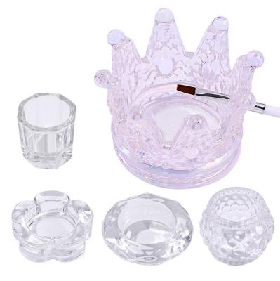 China Nail Art Tool Fashionable Crown Glass 2 In 1 Dappen Dish Nail Dipping Cup Liquid Crystal Acrylic Aurora Shining Cosmetic Nail Dappen Dish for sale