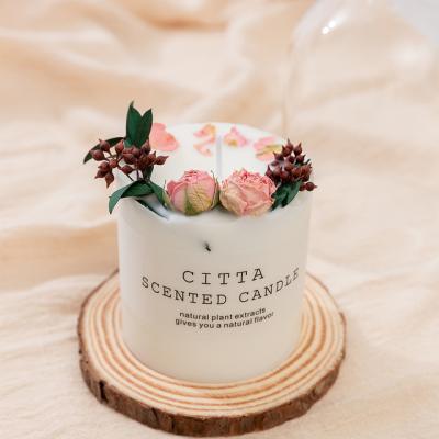 China Relighter Customized Scented Candle Dried Flower Soy Candles Scented Dried Flowers Candle Making Dried Flowers for sale