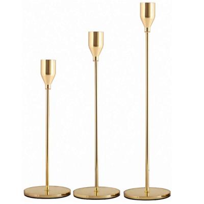 China Beautiful Modern Attractive Tall Candlestick Holder Gold Candlestick Candle Holder For Wedding Home Decorative for sale