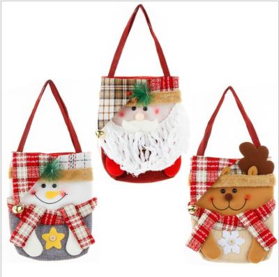 China High Quality Apple Christmas Candy Storage Bags Drawstring Fox Christmas Cloth Canvas Tote Bag for sale