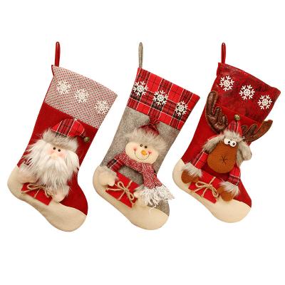 China Christmas Gift Plush Candy Gift Bag Santa Christmas Stocking Great For Hanging Decoration for sale